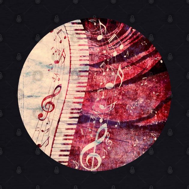 Piano Keyboard with Rose and Music Notes by AnnArtshock